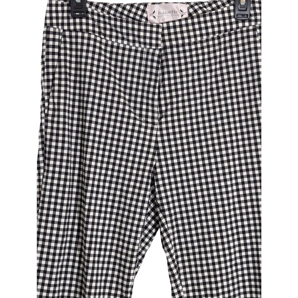 Nanette Lepore Black White Check Ball Fringe Wide Leg Pants Sz 6 - Picture 2 of 8